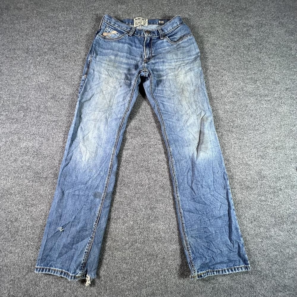 Ariat M4 Bootcut Jeans Men's 30x34 Blue Cotton Denim Relaxed-Fit Faded Workwear
